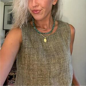 Vintage 90s Linen Sleeveless Textured Top